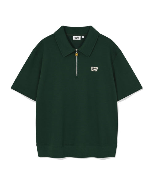 Sweat collar short-sleeved T-shirt green