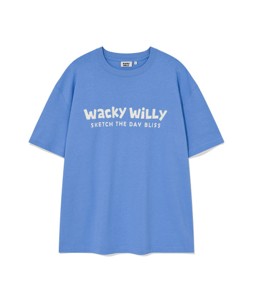 Big typo short-sleeved T-shirt blue