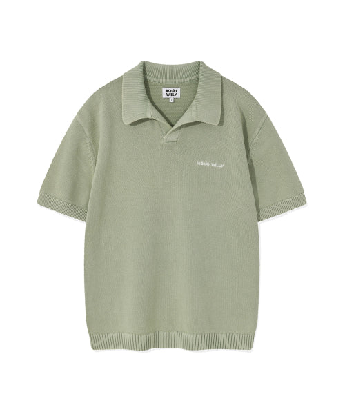Vintage washed collar knit green