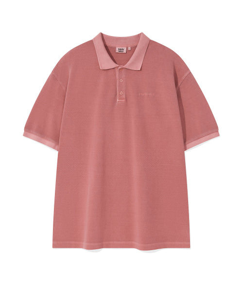 Pigment Dying Collar T-Shirt Pink