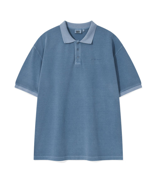 Pigment Dying Collar T-Shirt Blue