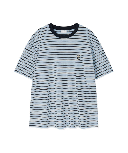 Kiki Wappen Coloring Stripe Short Sleeve T-Shirt Blue
