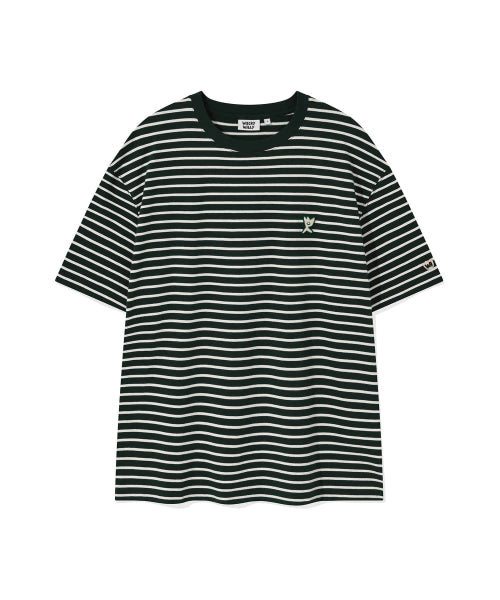Kiki Wappen Stripe Short Sleeve T-Shirt Green