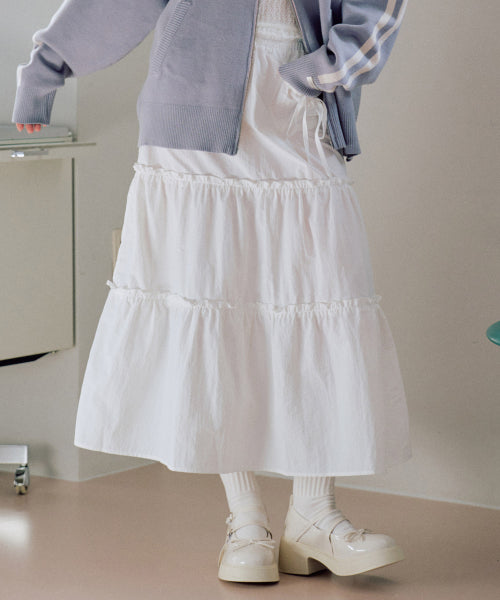 Pina Ribbon Long Skirt [WHITE]
