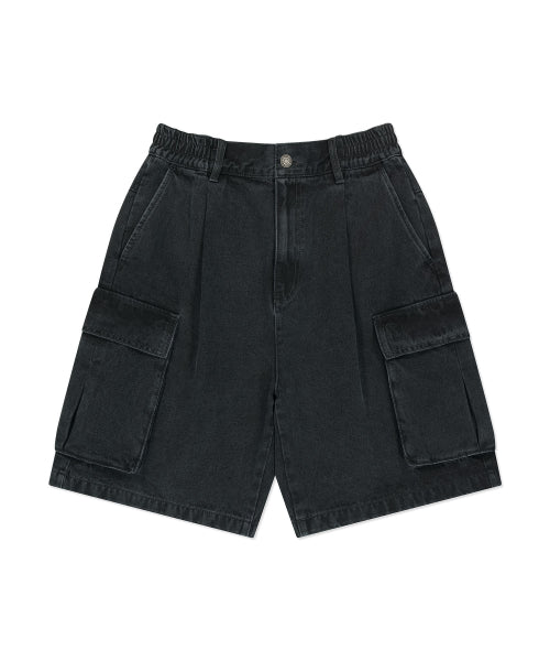 cargo denim shorts black