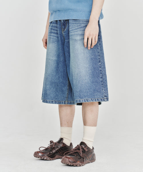 Bermuda denim middle pants blue