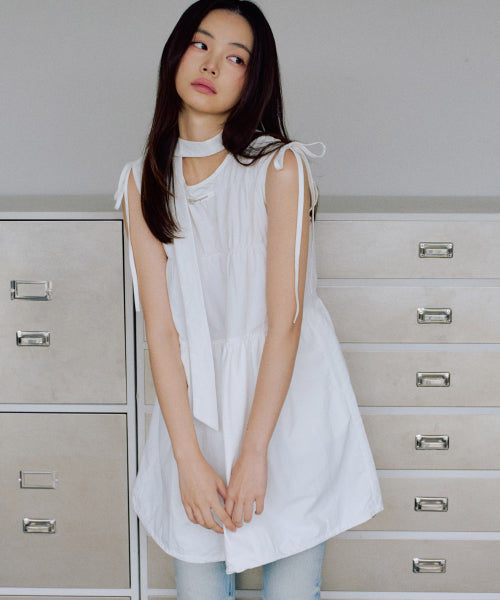 Rain Balloon Mini Dress [WHITE]
