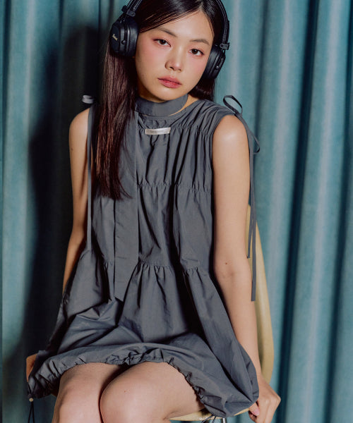 Rain Balloon Mini Dress [CHARCOAL]