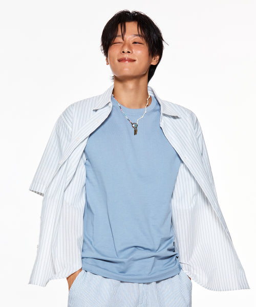 Sour Cirker Stripe Oversized Fit Short-Sleeved Shirt_SPYSF37M14