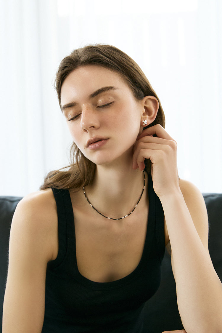 ★[RIIZE Wonbin Worn] 【JUSTLOVER】Midnight Pearl Shine Necklace