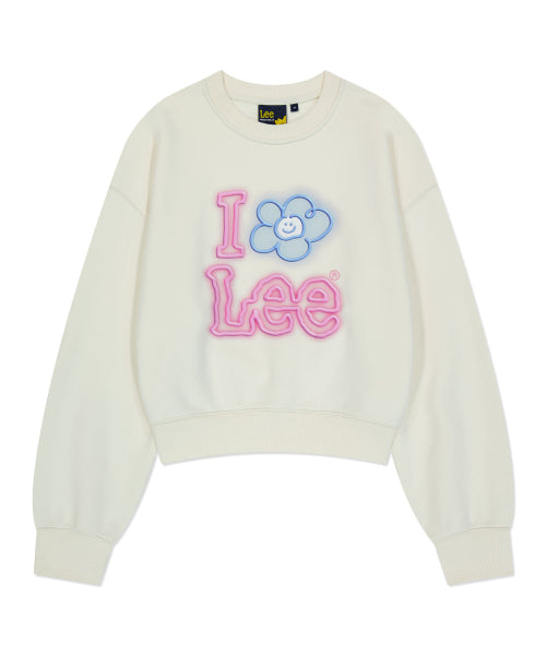 [Waki Willi x Lee] Women's Irish Graphic Crop Sweatshirt Cream