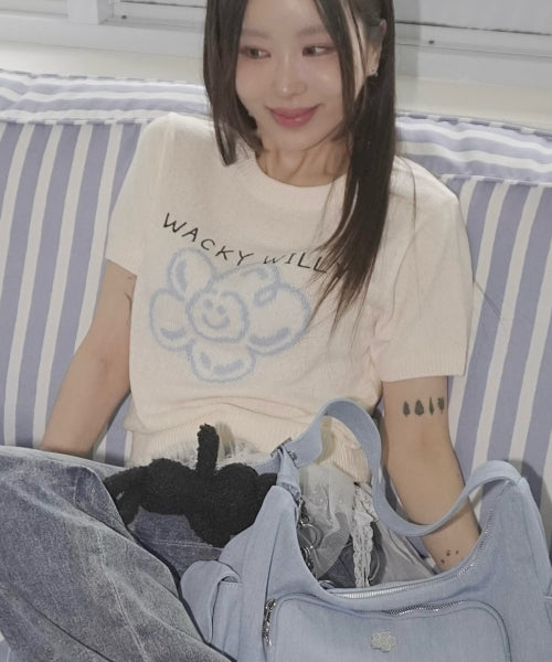 Women's Lily Graphic Short Sleeve Knit Cream