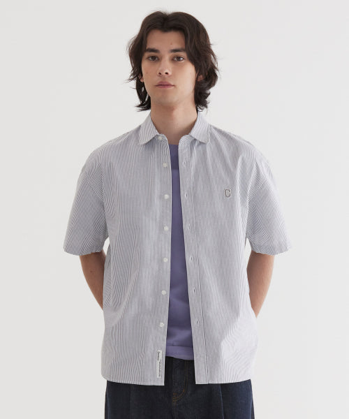 C LOGO OXFORD STRIPE HALF SHIRTS