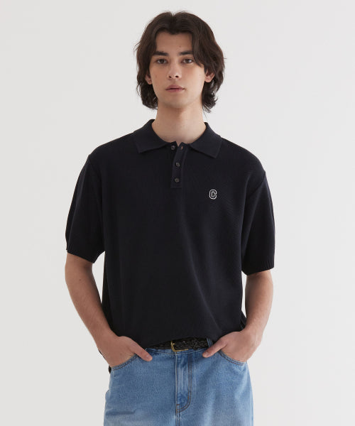 C LOGO COLLAR HALF KNIT