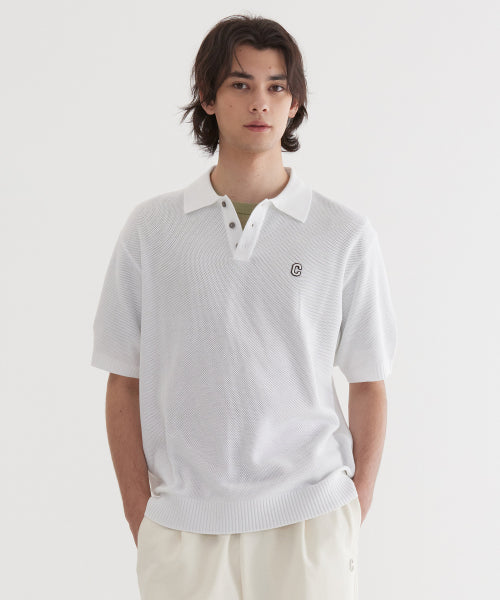 C LOGO COLLAR HALF KNIT