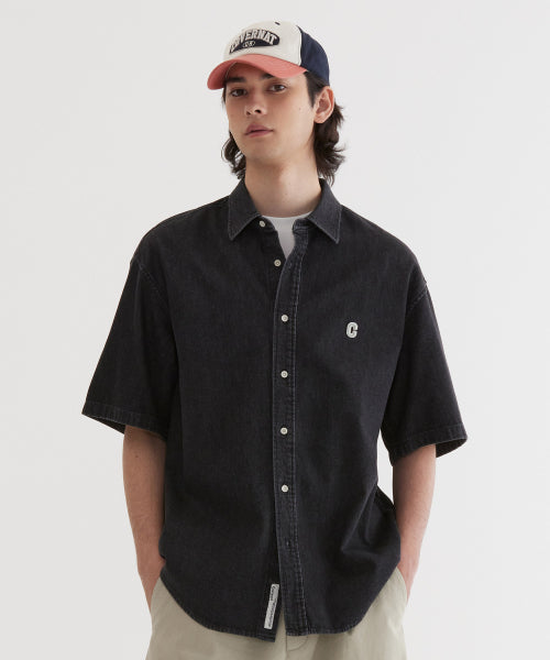 C LOGO DENIM HALF SHIRTS