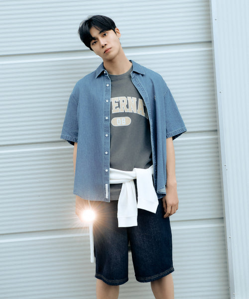 C LOGO DENIM HALF SHIRTS
