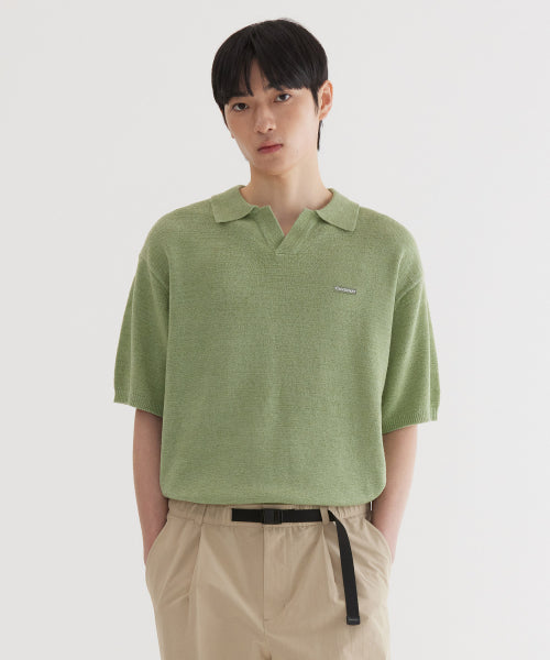 SMALL AUTHENTIC LOGO OPEN COLLAR HALF KNIT