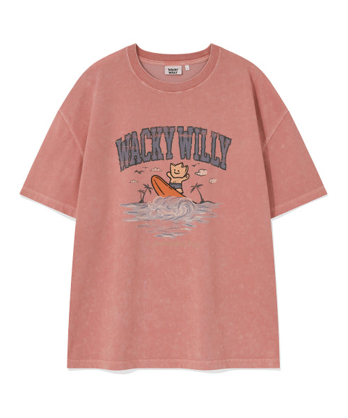 Surf Kiki Graphic Washing T-Shirt Pink