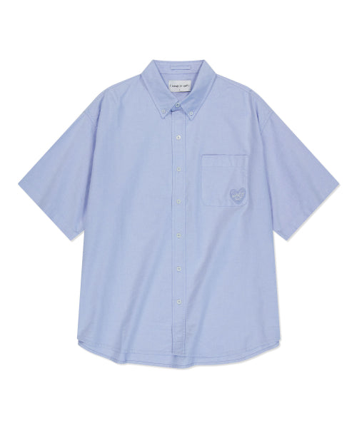 Heart Wappen Oxford Short Sleeve Shirt Blue