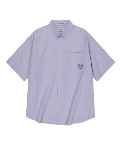 Heart Wappen Oxford Short Sleeve Shirt Purple