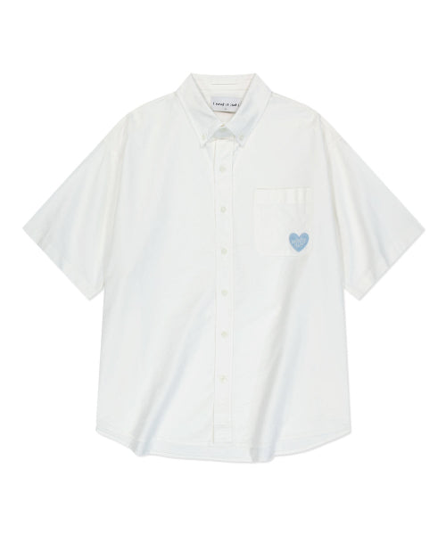Heart Wappen Oxford Short Sleeve Shirt White