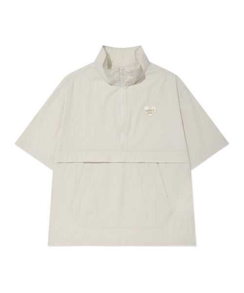 Heart Wappen Nylon Short-Sleeved Anorak Jumper Ekru