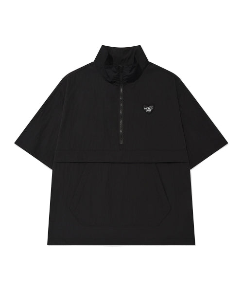 Heart Wappen Nylon Short-Sleeved Anorak Jumper Black