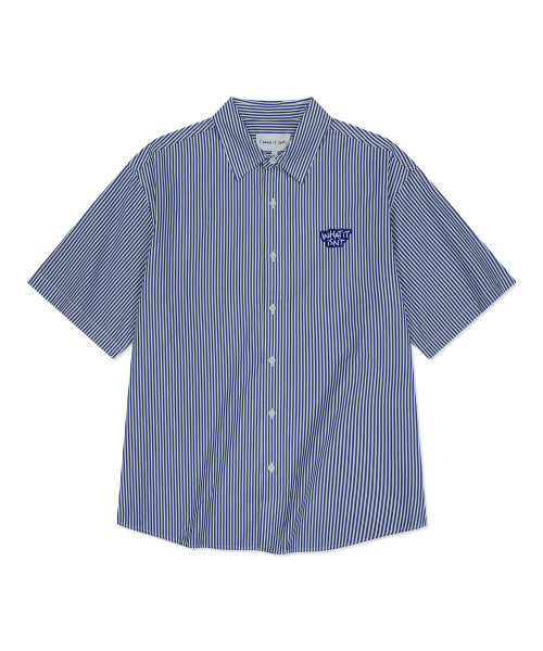 Wappen Stripe Short Sleeve Shirt Blue