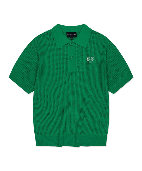 typo wappen collar short-sleeved net knit green