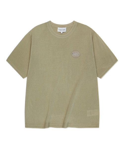 Round Wappen Short-Sleeved Knitwear Oatmeal