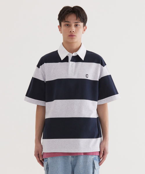 C LOGO RUGBY COLLAR T-SHIRT