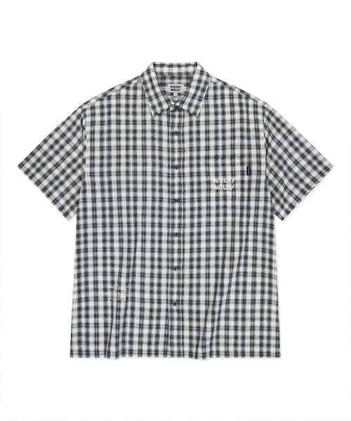 Big Checkered Short-Sleeved Shirt Gray