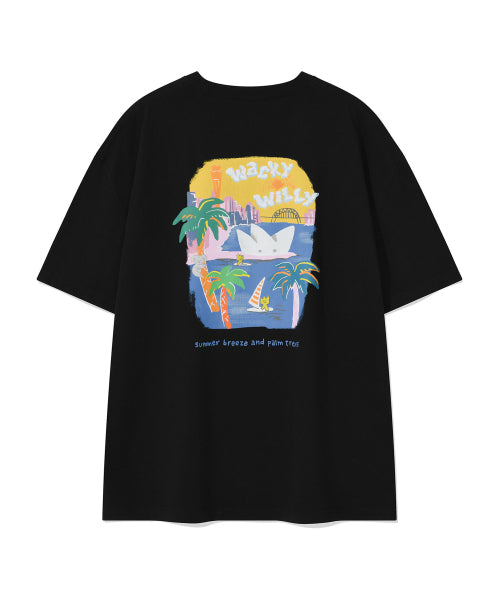Kiki Ocean Graphic Short Sleeve T-Shirt Black
