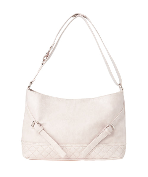 Vegan Leather Buckle Shoulder Bag [IVORY]