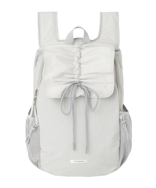 Nylon Shirring Ribbon Backpack [GREY]