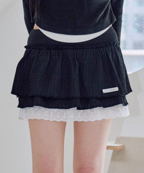 Rayon Summer Tutu Skirt Pants [BLACK]