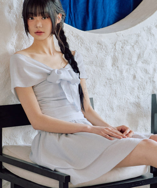 Genti Off-shoulder Dress [BLUE]