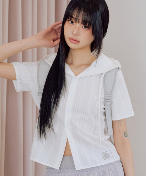Julie Half Hooded Shirt [WHITE]