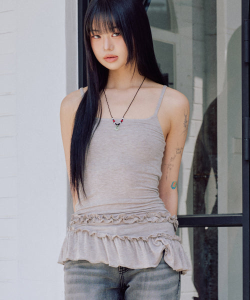 Cynthia Frill Sleeveless Set [GREY]