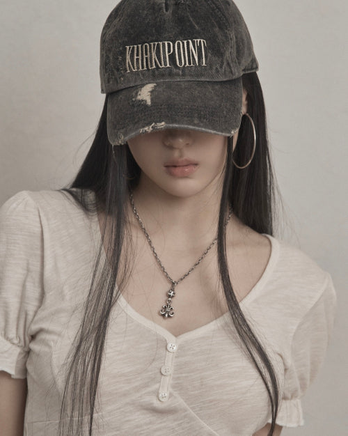 Destroyed Denim Cap (gray)