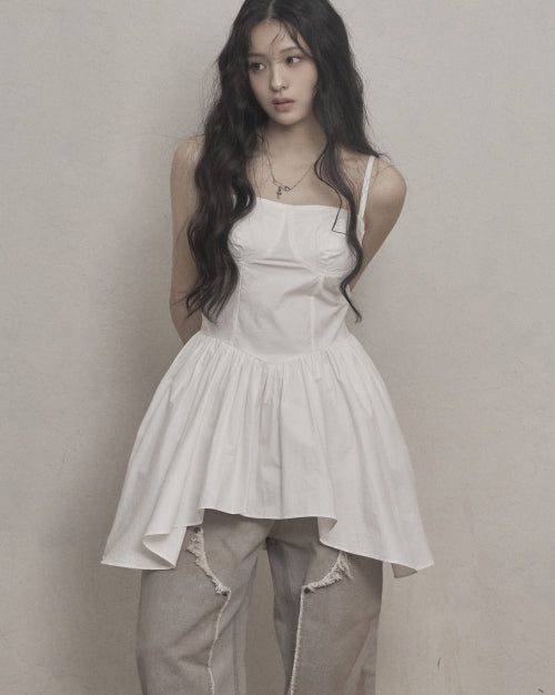 Flare Layered Mini Dress (ivory)