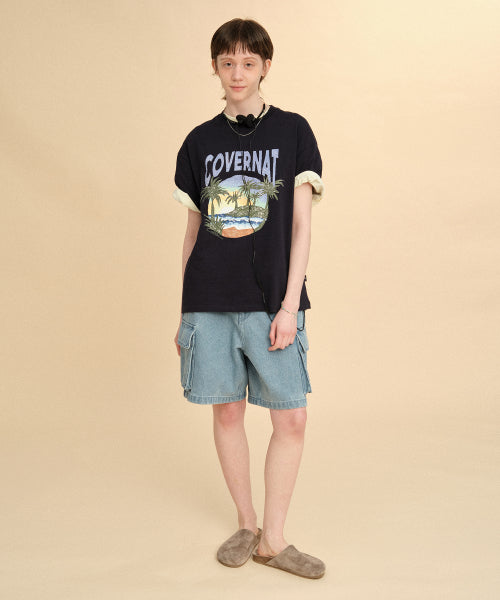 Denim cargo shorts light blue