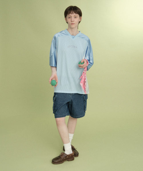 denim cargo shorts blue