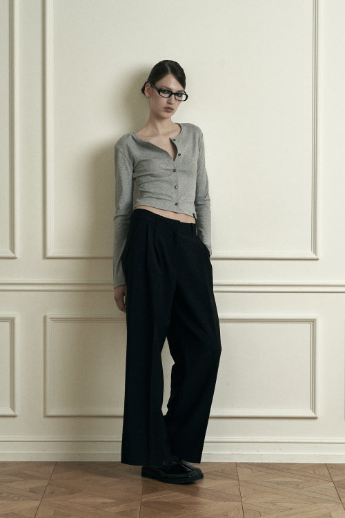 plain wide slacks black