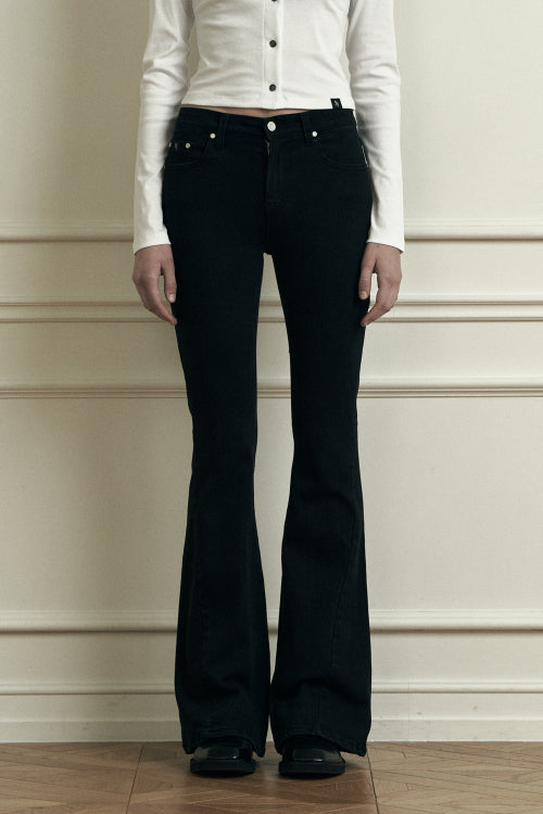 plain basic denim pants black