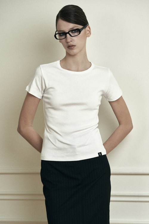 plain basic short sleeve white