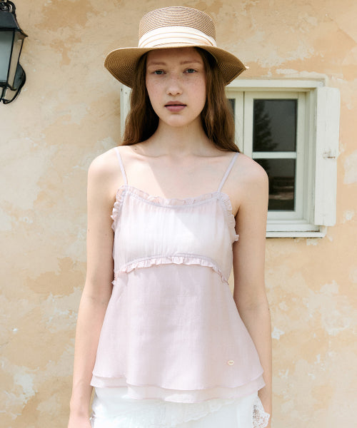 FRILL FLARE SLEEVELESS PINK