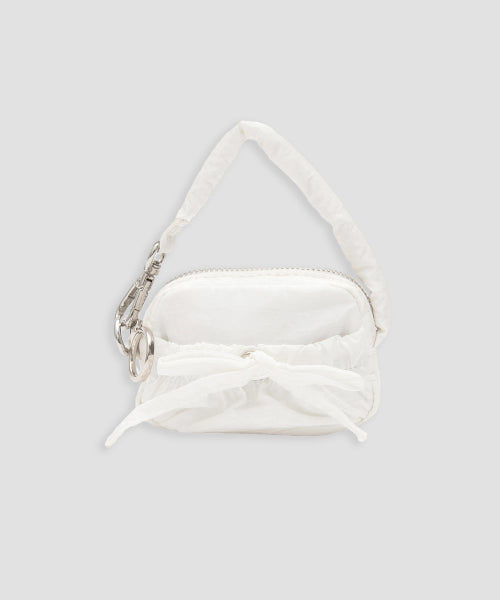 RIBBON MINI BAG KEYRING WHITE
