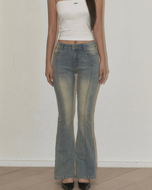 Washed Bootcut Jeans (blue)